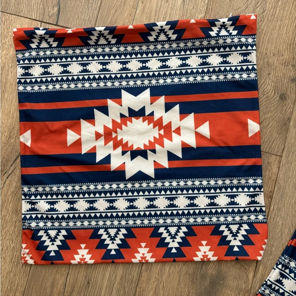 Set of 2 Aztec Cabin-core micro fiber zippered pillow covers 18 inches square